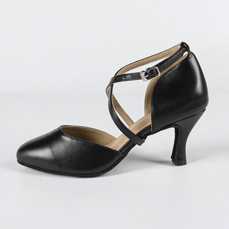 Jade | Women's Strappy Pointed Toe Black Dance Heels