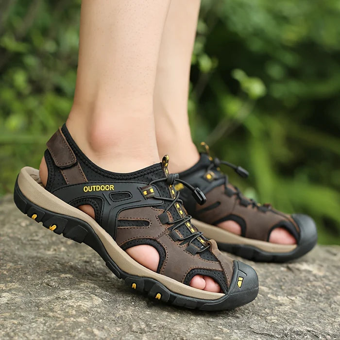 Jamie | Men's Slip On Round Toe Adjustable Hook And Loop Strap Sandals