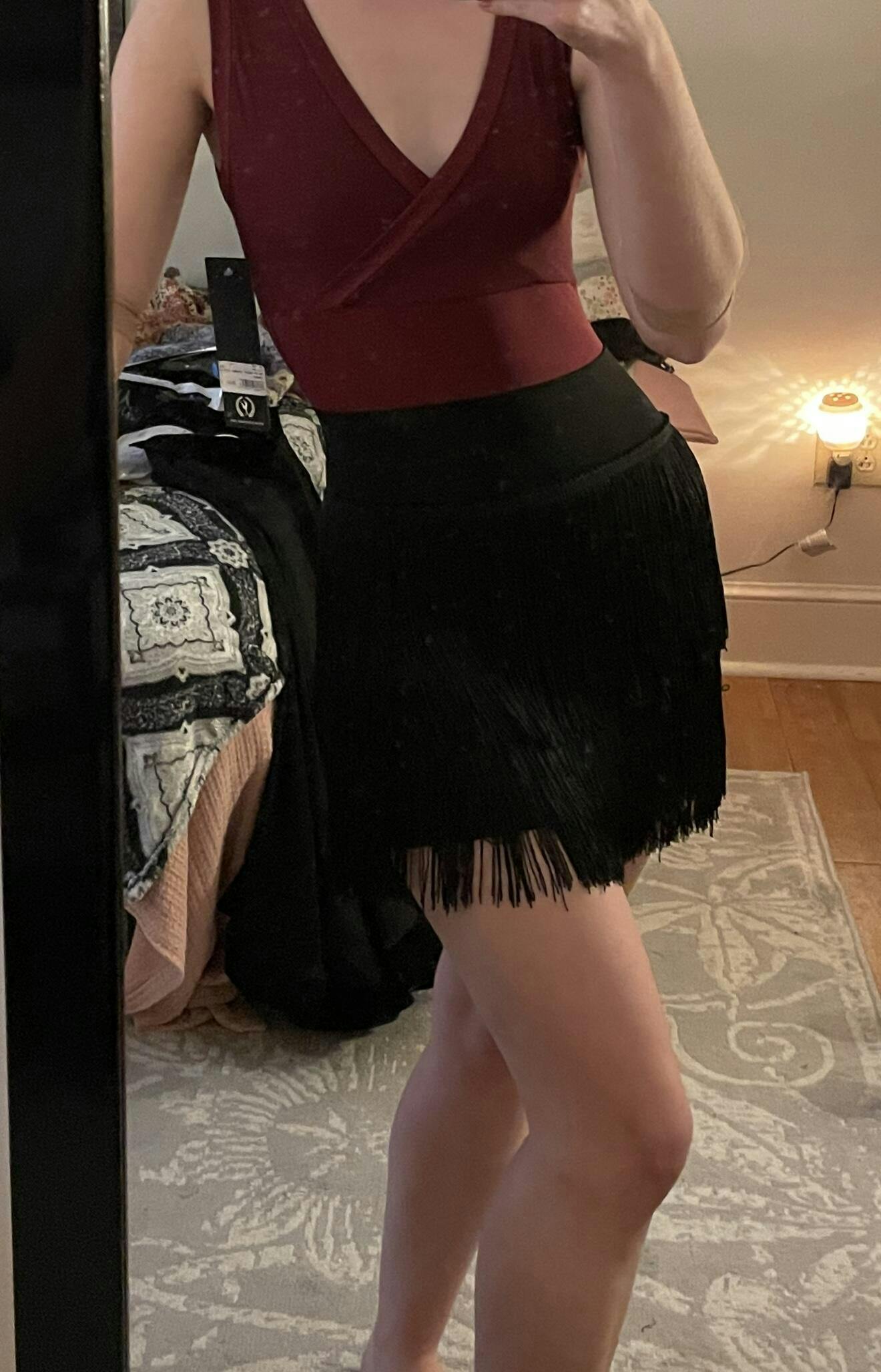 Jamie | Women's Tiered Slim Fit Fringe Dance Skirt