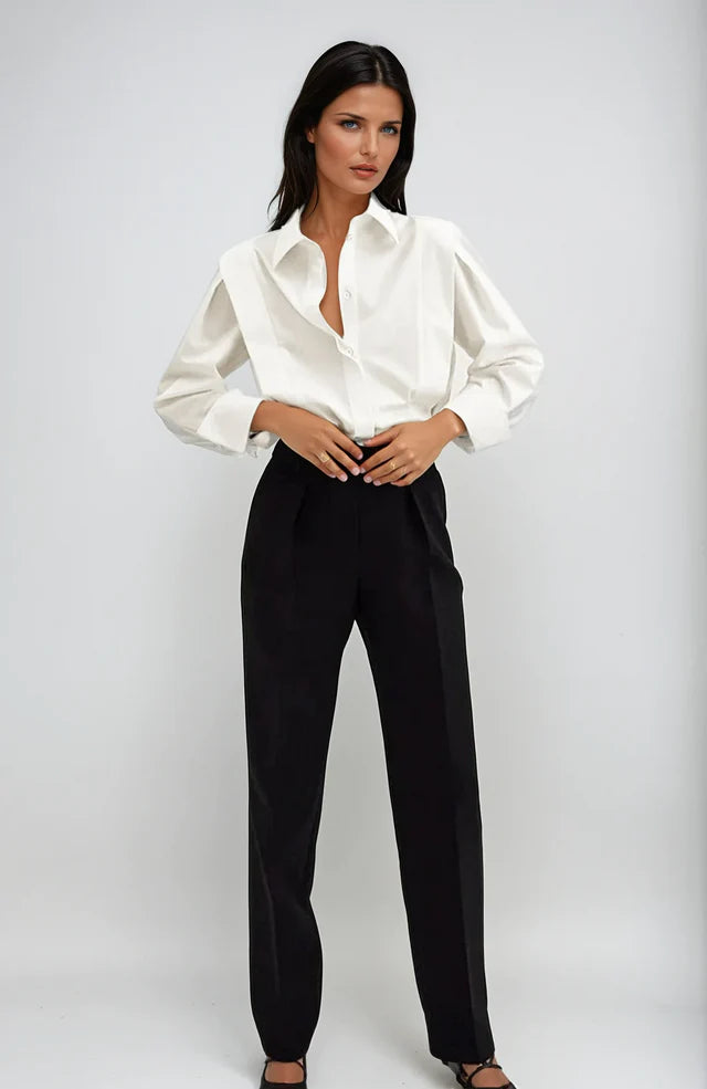 Janet | Women's Pointed Colllar Button Down Long Sleeve Shirt