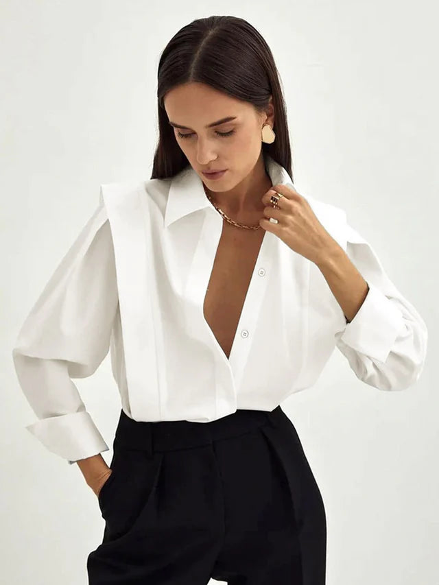 Janet | Women's Pointed Colllar Button Down Long Sleeve Shirt