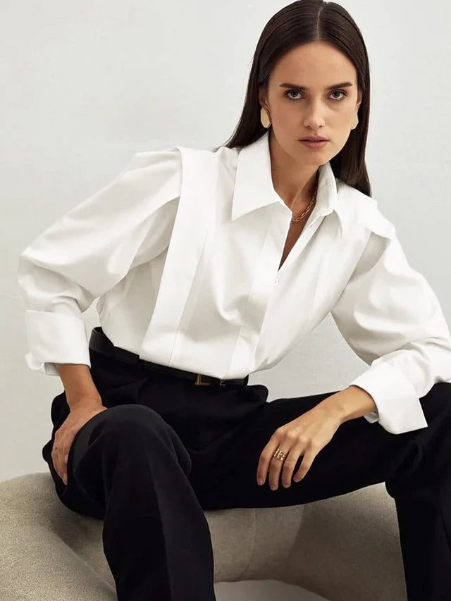 Janet | Women's Pointed Colllar Button Down Long Sleeve Shirt