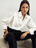 Janet | Women's Pointed Colllar Button Down Long Sleeve Shirt