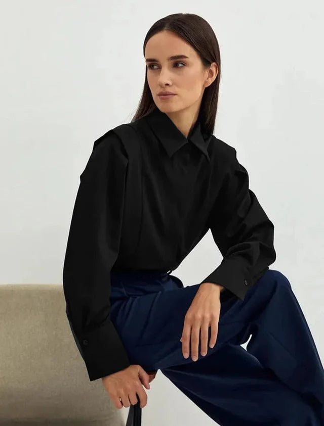 Janet | Women's Pointed Colllar Button Down Long Sleeve Shirt