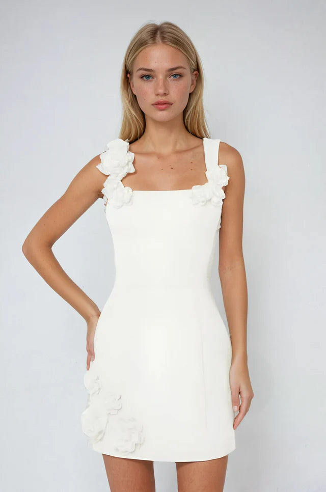 Janice | Women's Square Neck Floral Grad Party Mini Dress