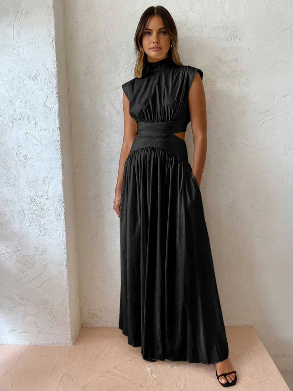 Jenna | Women's Cut Out Mock Neck Wedding Guest Dress