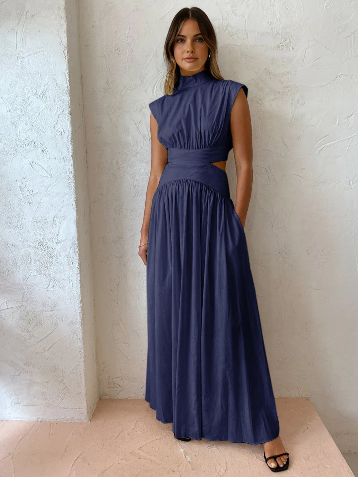 Jenna | Women's Cut Out Mock Neck Wedding Guest Dress