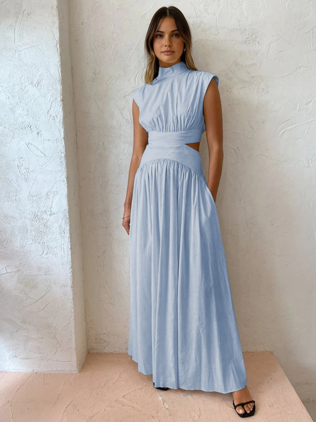 Jenna | Women's Cut Out Mock Neck Wedding Guest Dress