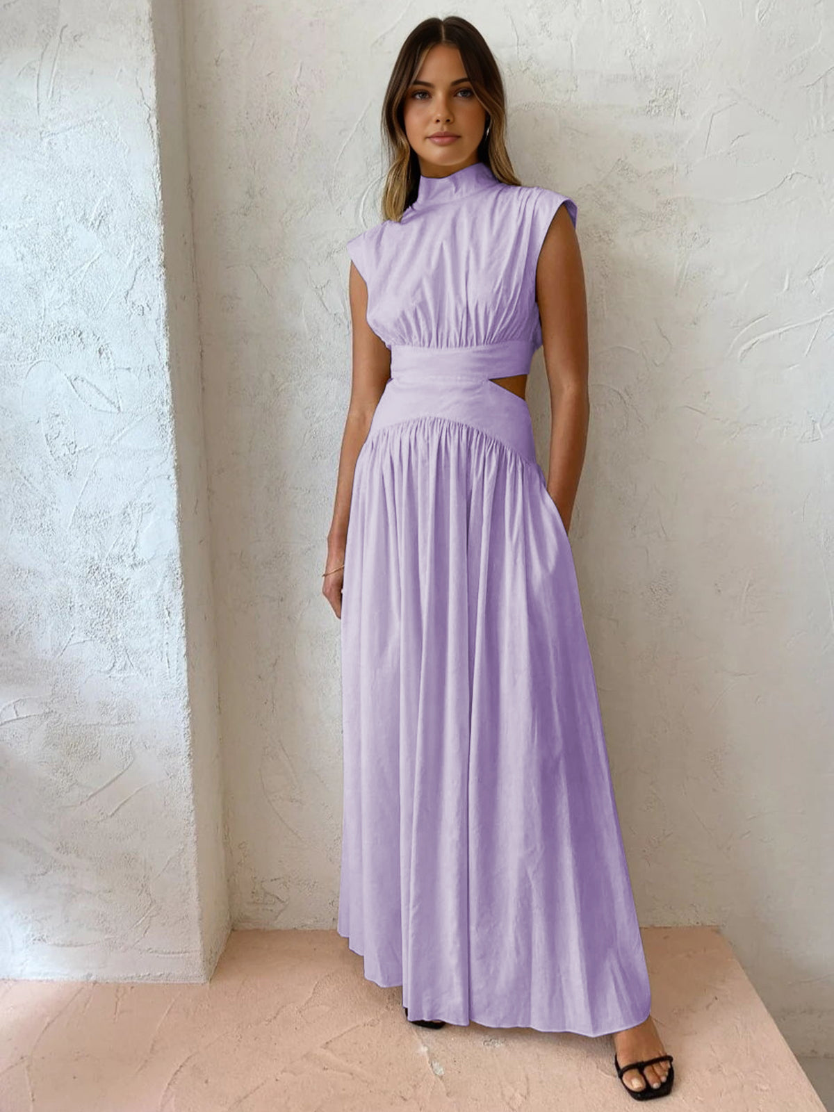 Jenna | Women's Cut Out Mock Neck Wedding Guest Dress