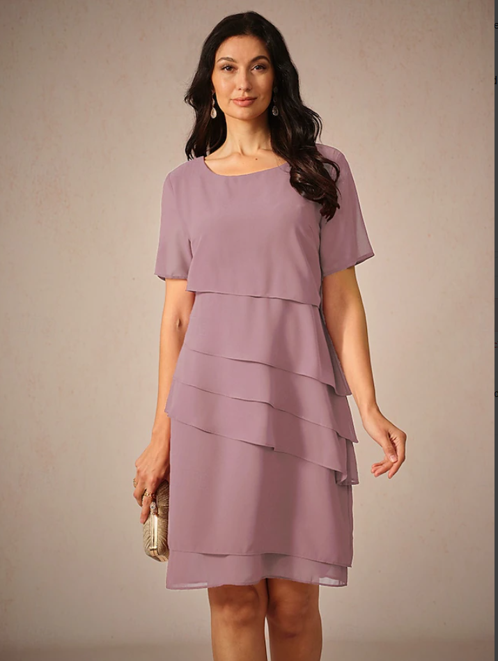 Jessica | Women's Layered Round Neck Wedding Guest Dress