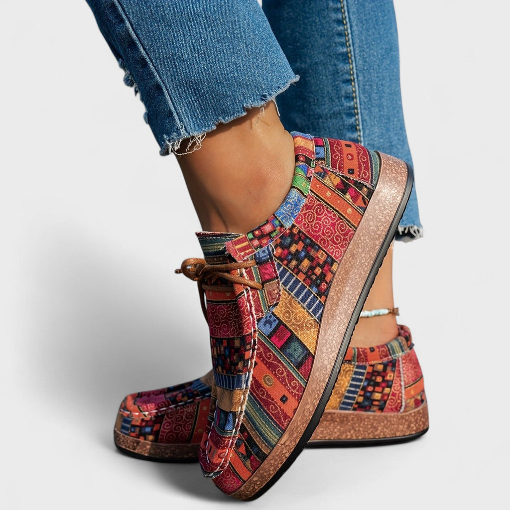 Joanna | Women's Geometric Blocks Patterned Round Toe Shoes