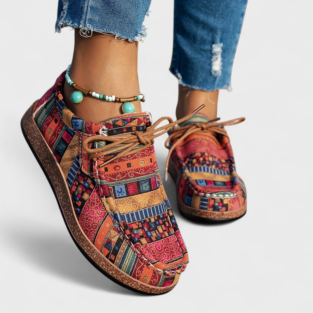 Joanna | Women's Geometric Blocks Patterned Round Toe Shoes