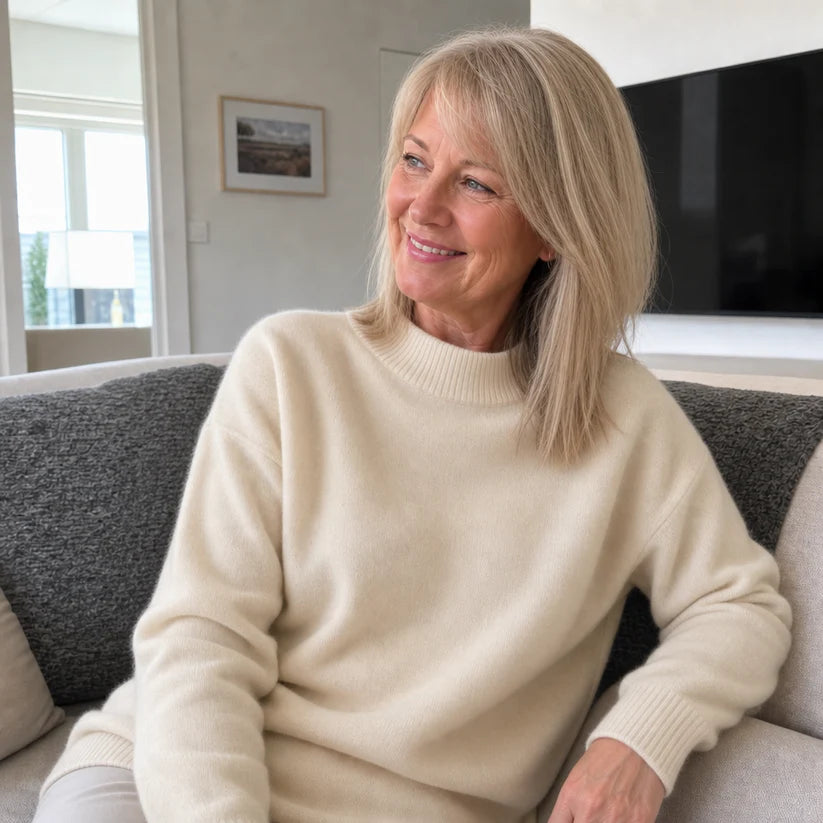 Juniper | Women’s Crew Neck Long Sleeve Ribbed Cashmere Sweater
