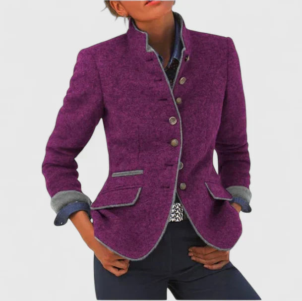 Kacey | Women's Mandarin Collar Long Sleeve Buttoned Coat