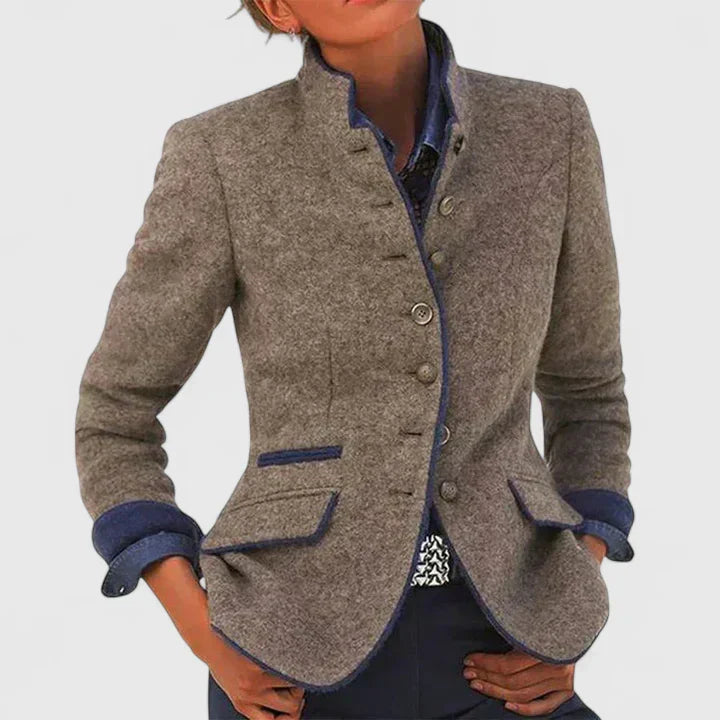 Kacey | Women's Mandarin Collar Long Sleeve Buttoned Coat