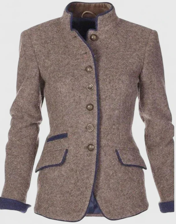 Kacey | Women's Mandarin Collar Long Sleeve Buttoned Coat