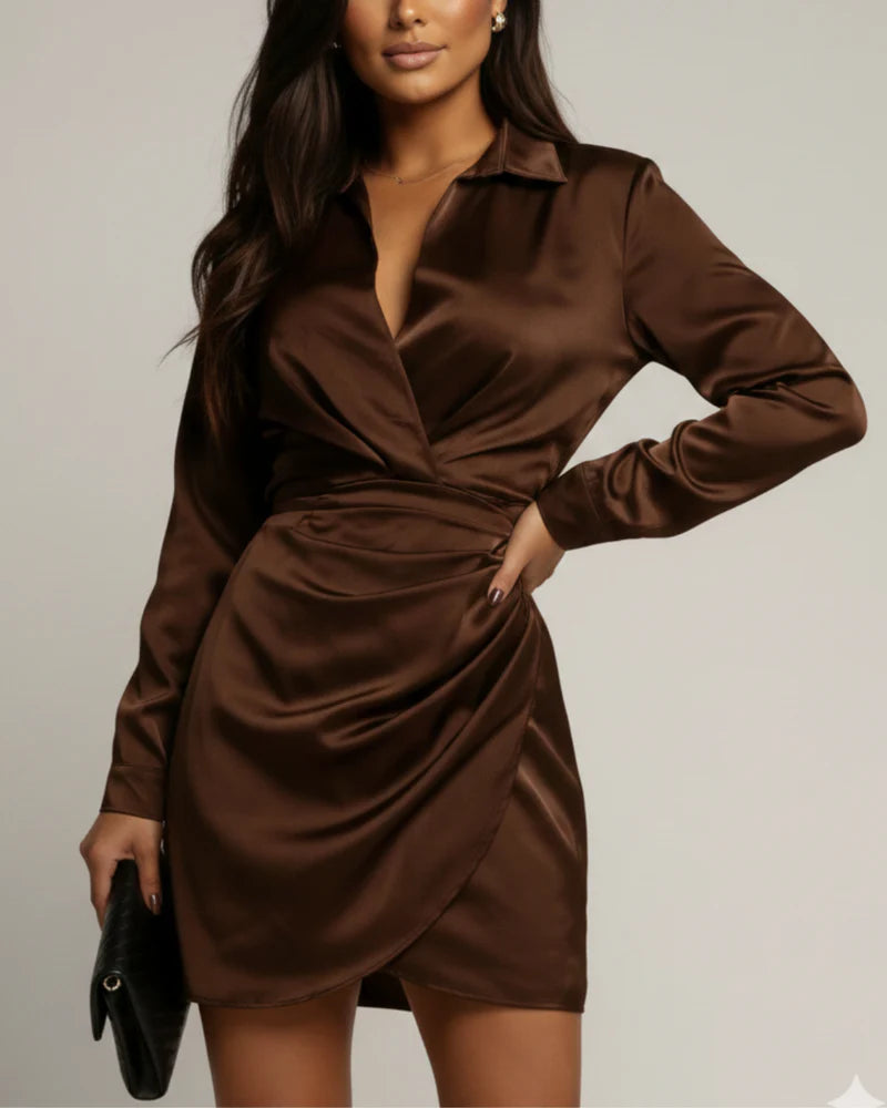 Karen | Women’s V Neck Long Sleeve Mini Dress