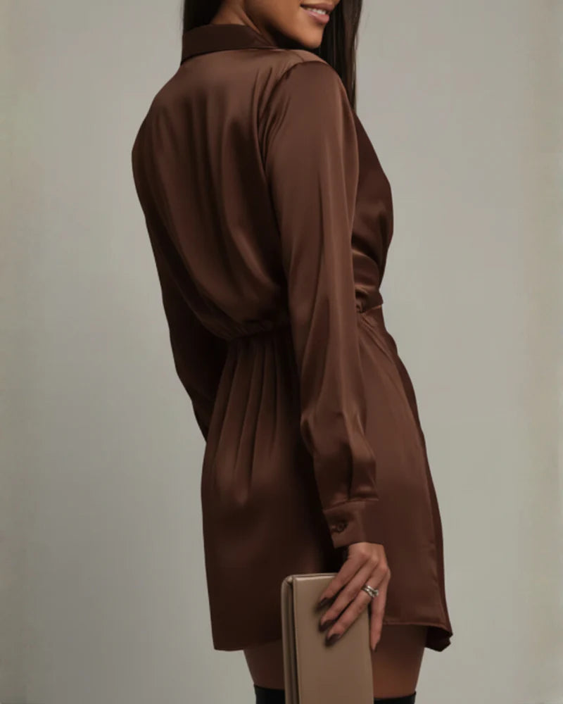 Karen | Women’s V Neck Long Sleeve Mini Dress