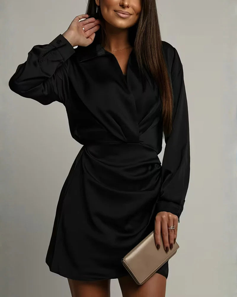 Karen | Women’s V Neck Long Sleeve Mini Dress