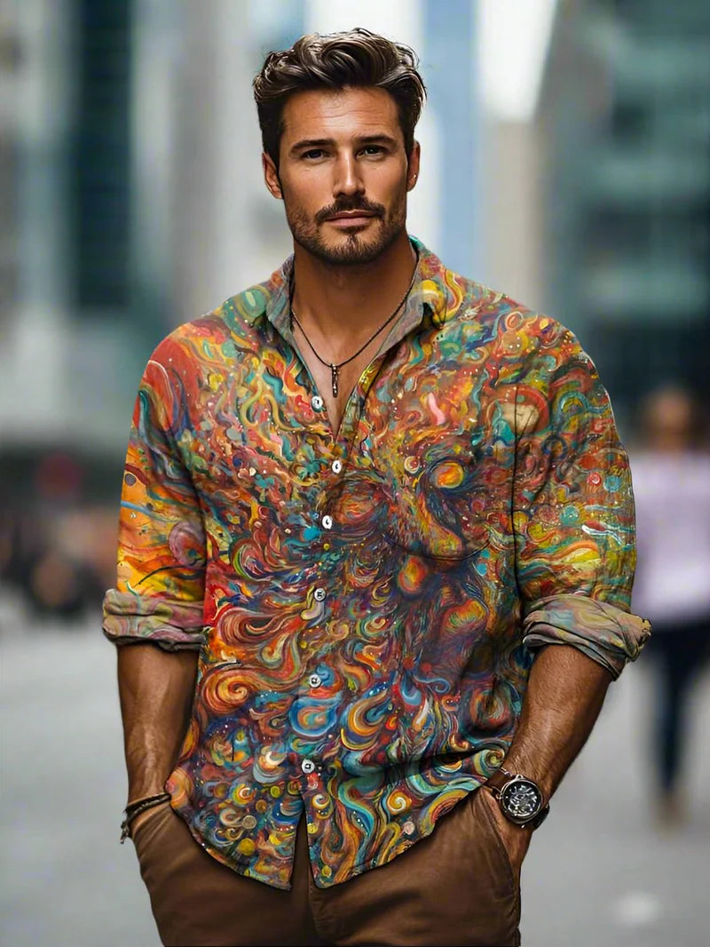 Karey | Men's Long Sleeve Button Front Turn Down Collar Shirt