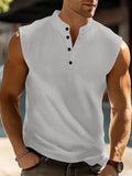 Karsten | Men's Band Collar Button Front Sleeveless Slim Fit T-Shirt
