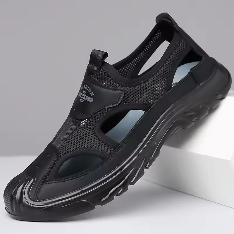 Karwin | Men's Cutout Closed Toe Slip On Mesh Summer Sandals