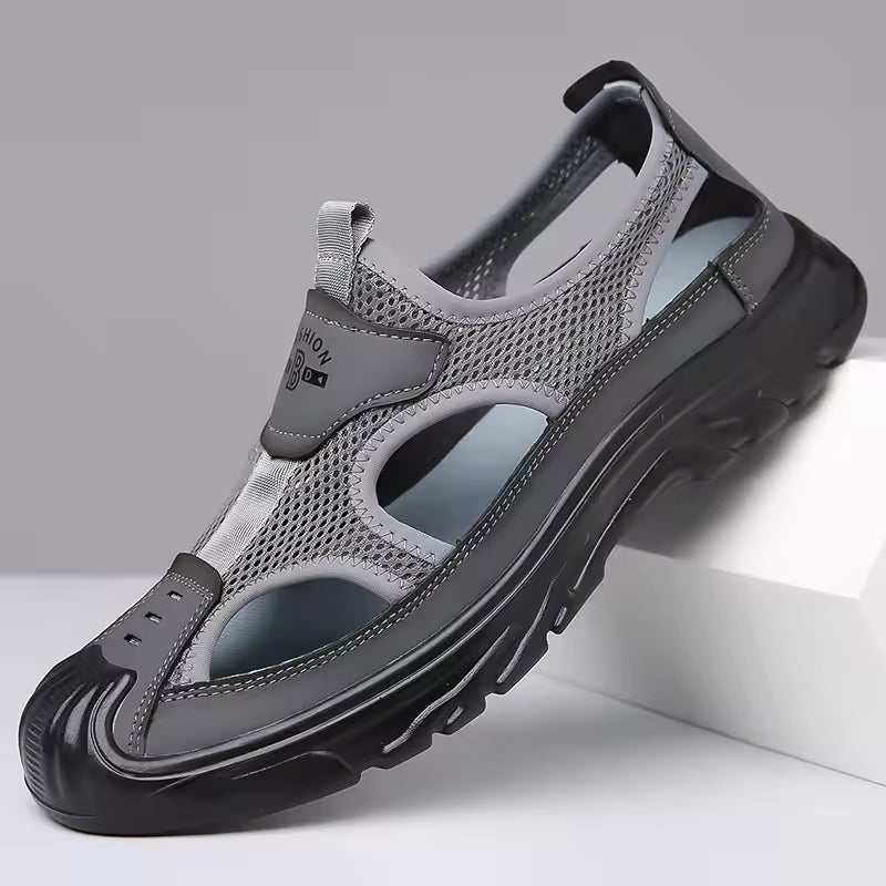 Karwin | Men's Cutout Closed Toe Slip On Mesh Summer Sandals