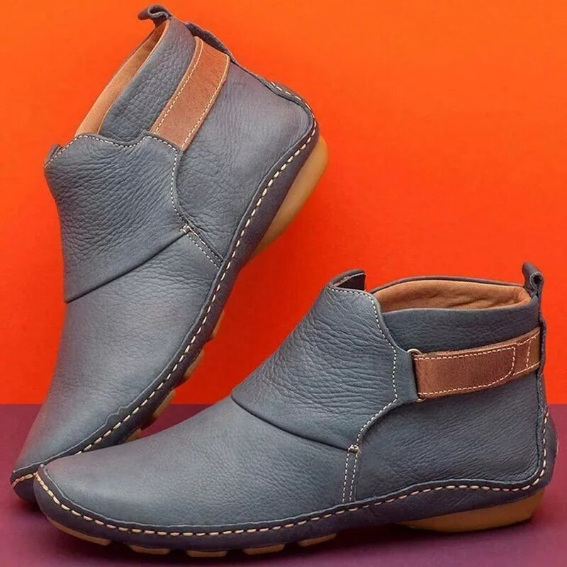 Kathie | Women's Adjustable Strap Round Toe Slip On Boots