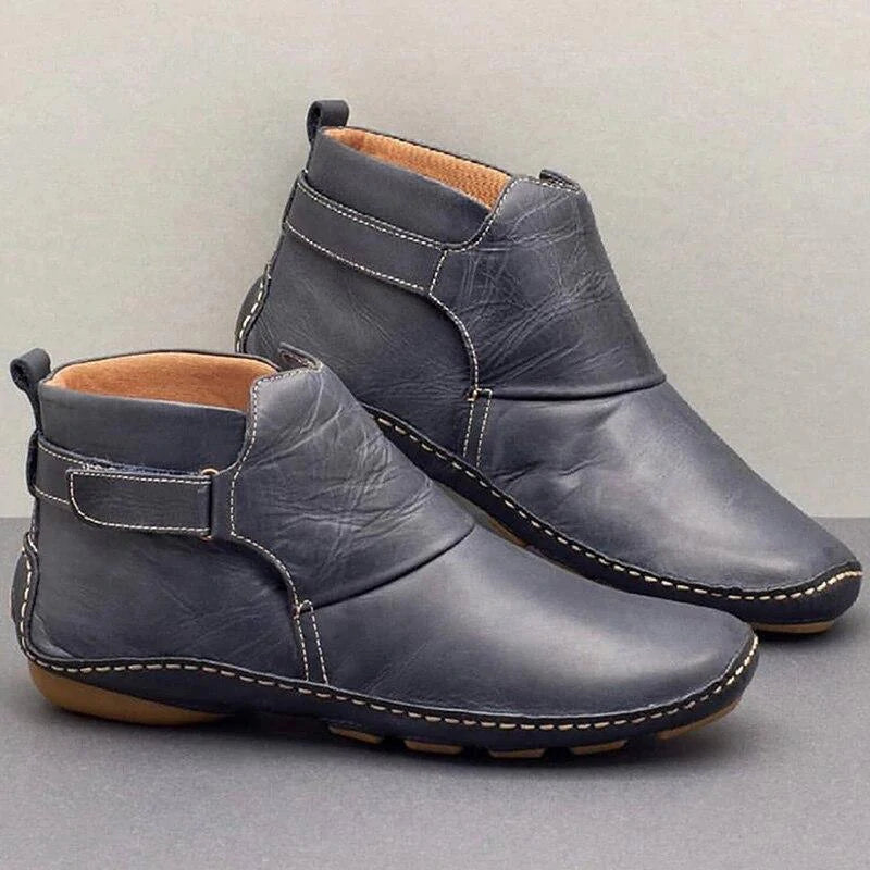 Kathie | Women's Adjustable Strap Round Toe Slip On Boots