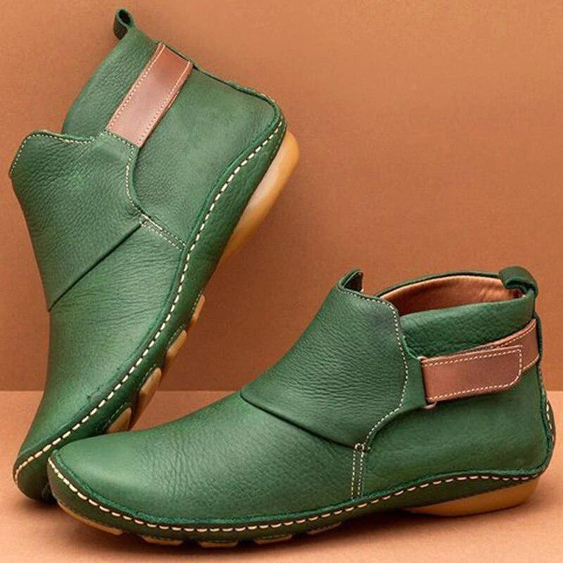 Kathie | Women's Adjustable Strap Round Toe Slip On Boots