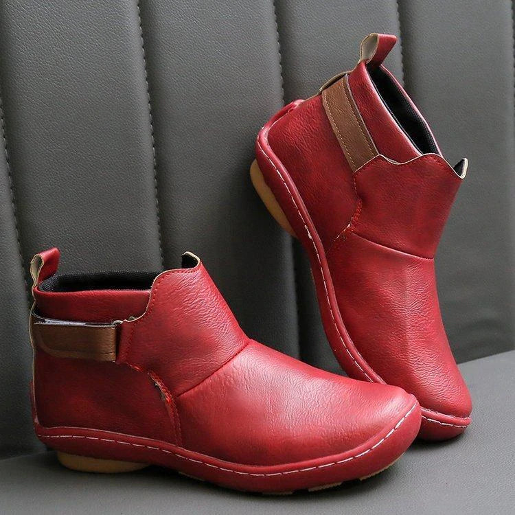 Kathie | Women's Adjustable Strap Round Toe Slip On Boots