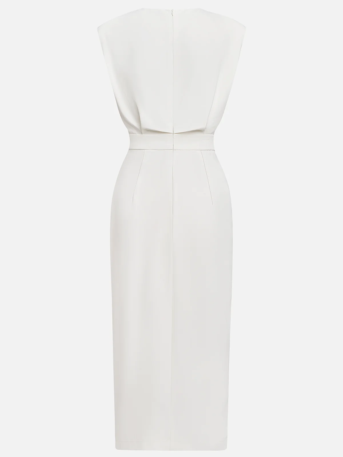 Kathleen | Women's Round Neck Front Slit Sleeveless Midi Dress