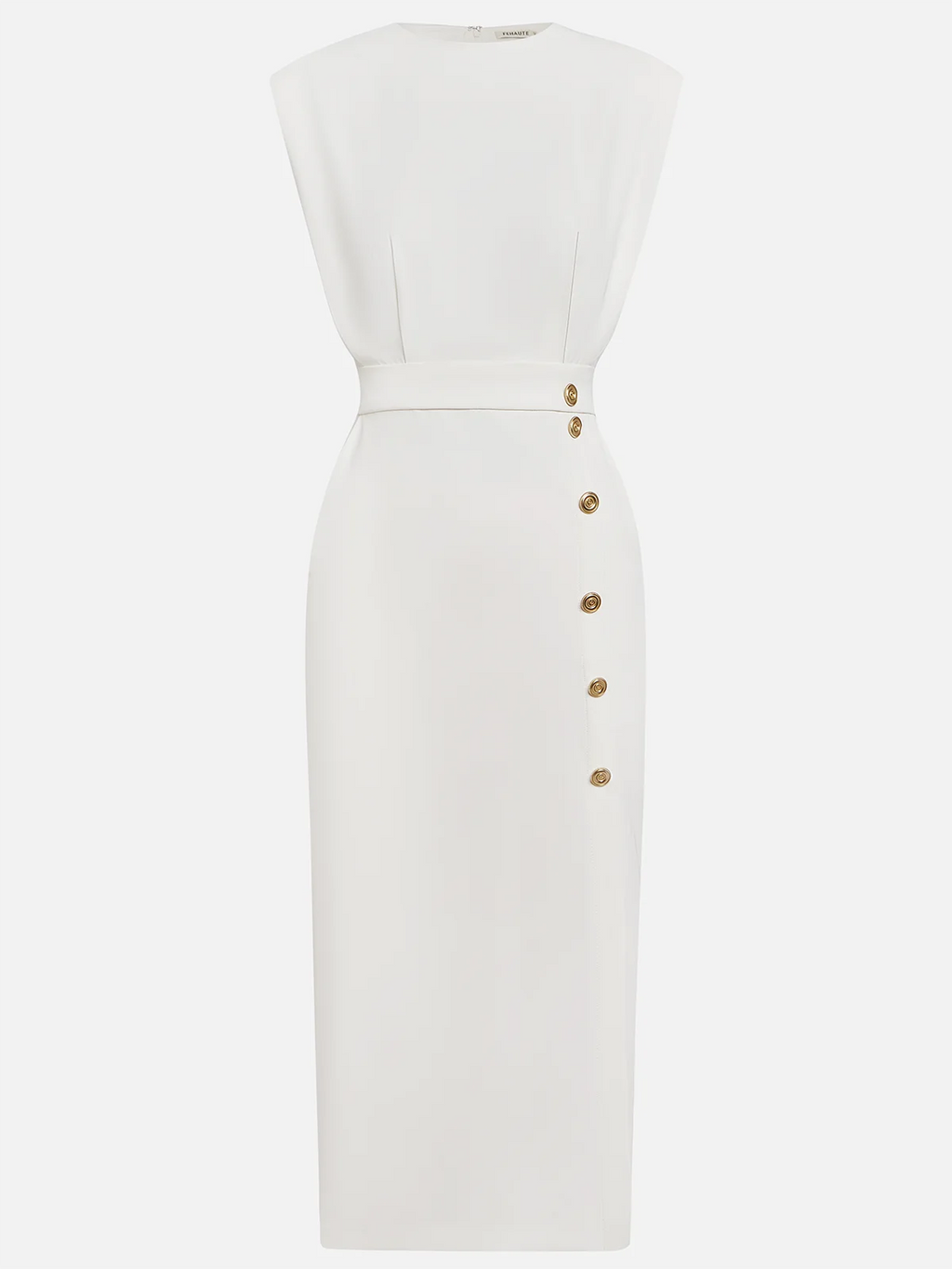 Kathleen | Women's Round Neck Front Slit Sleeveless Midi Dress