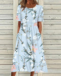Kathryn | Women's Short Sleeve A Line Flowy Midi Dress