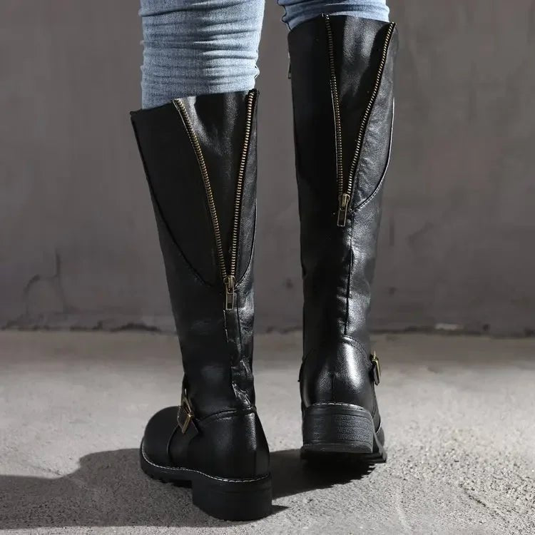Keely | Women's Block Heel Side Zip Knee High Boots