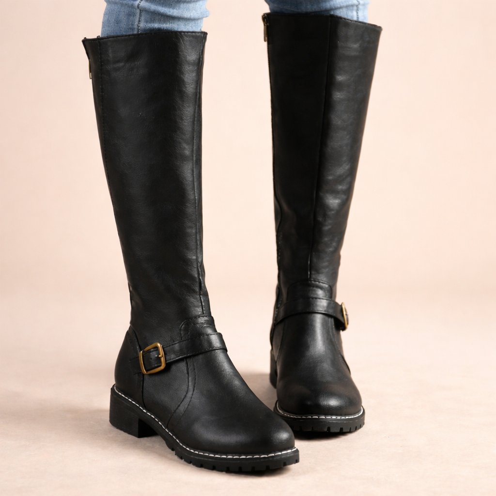 Keely | Women's Block Heel Side Zip Knee High Boots