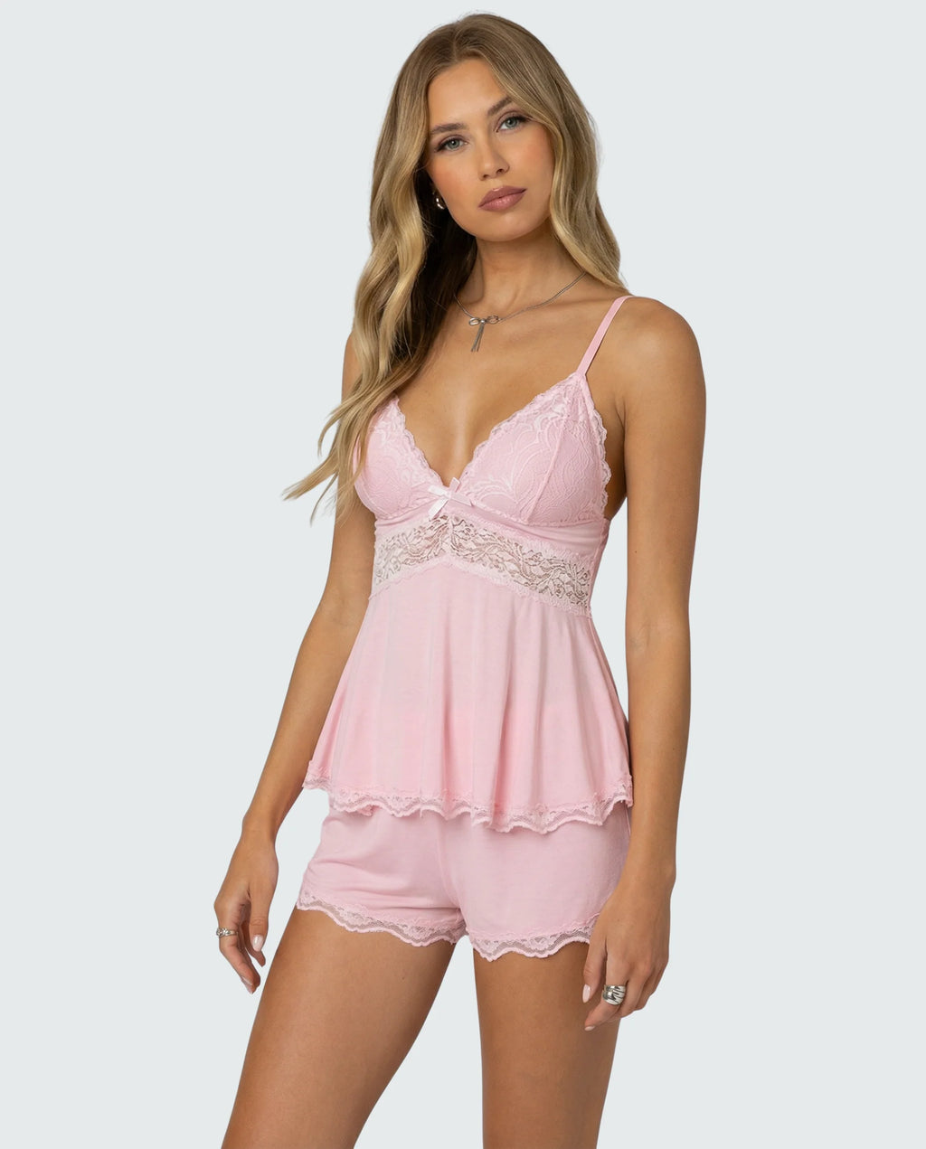 Kendra | Women's Scalloped Sleeveless V Neck Two Piece Set