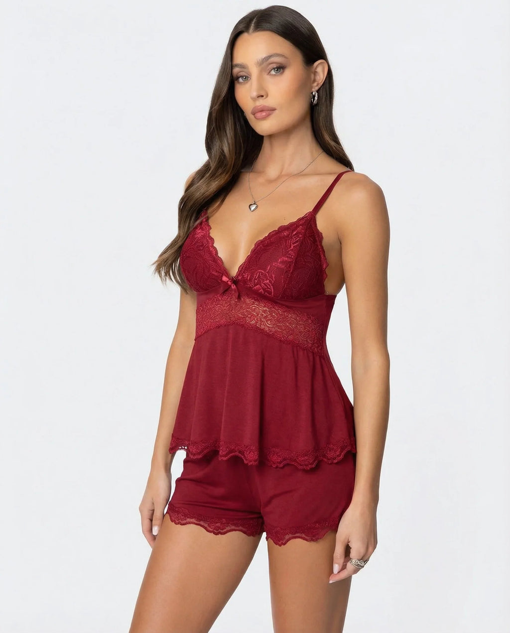 Kendra | Women's Scalloped Sleeveless V Neck Two Piece Set