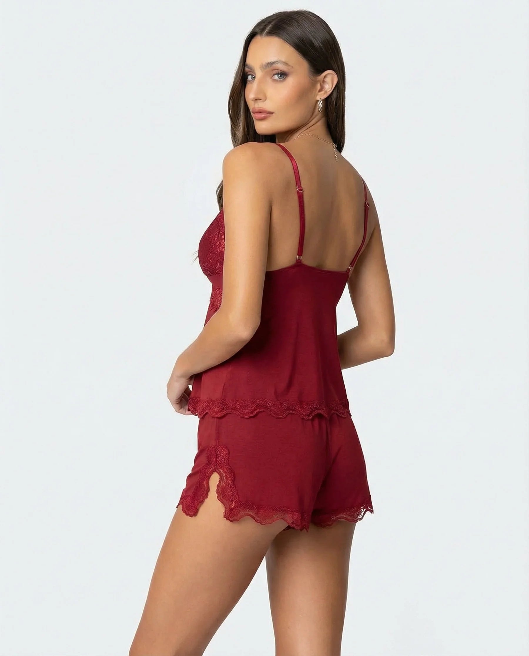 Kendra | Women's Scalloped Sleeveless V Neck Two Piece Set