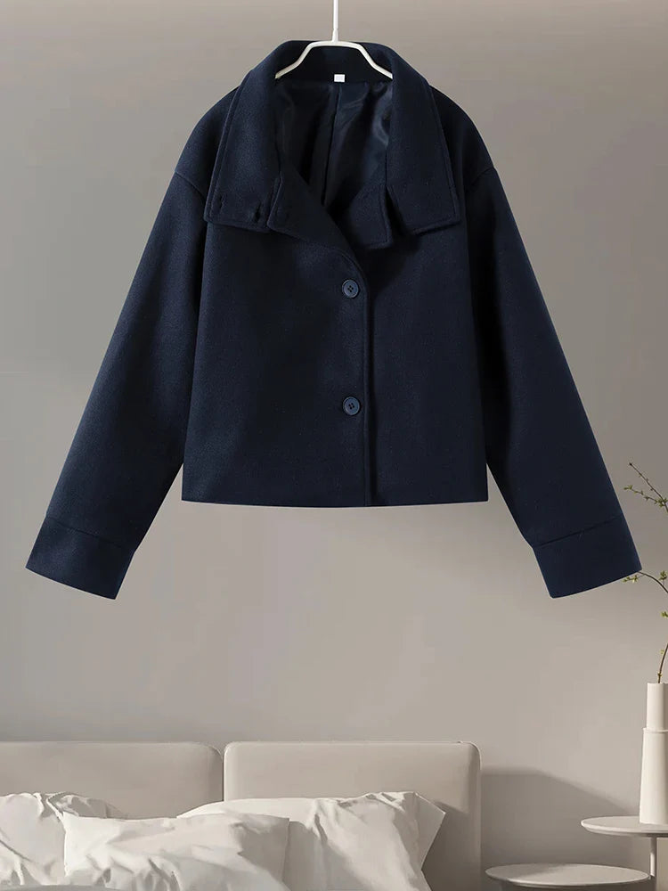 Keren | Women’s Collared Double Breasted Long Sleeve Button Front Coat