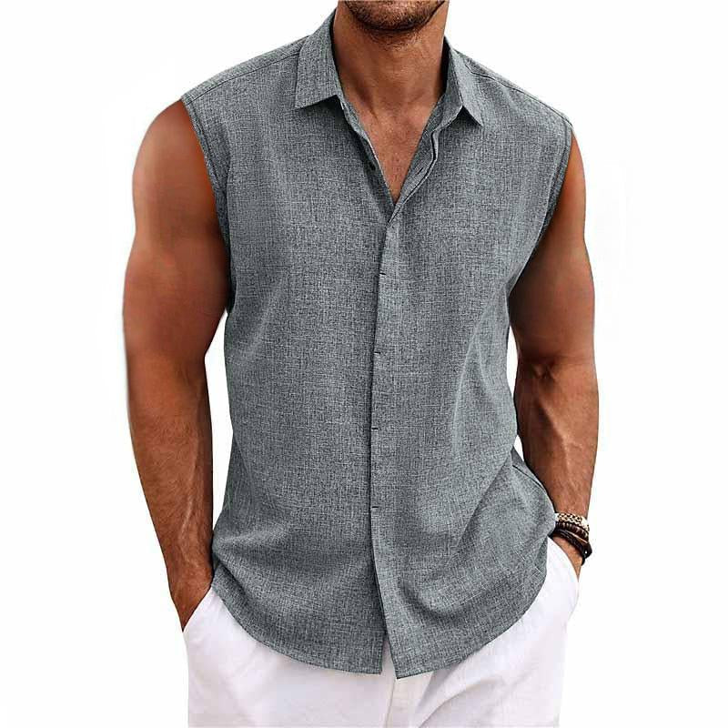 Kimball | Men's Relaxed Fit Sleeveless Button-Down Collared Shirt