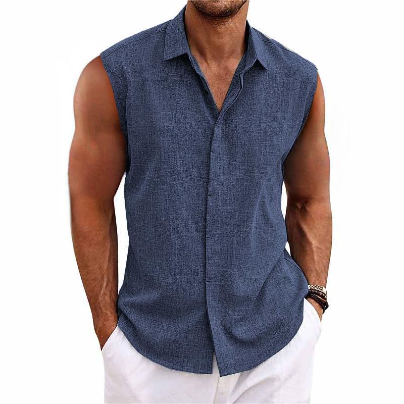 Kimball | Men's Relaxed Fit Sleeveless Button-Down Collared Shirt