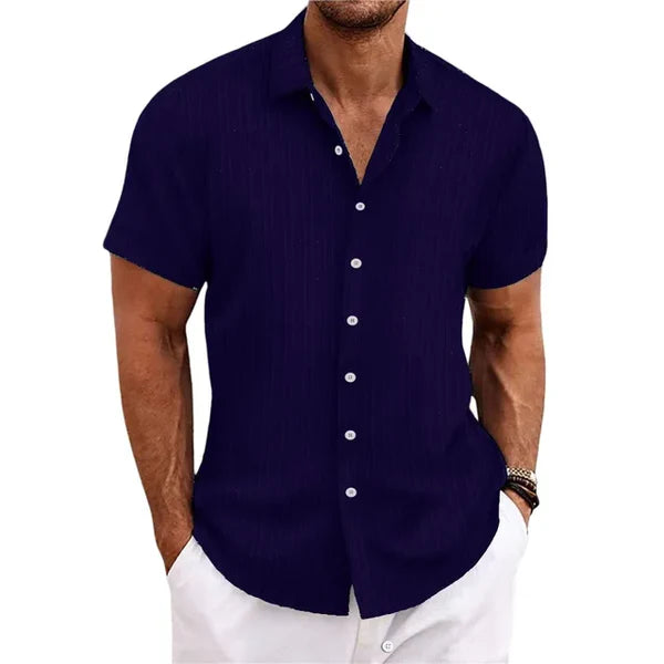 Kimber | Men's Ribbed Pointed Collar Short Sleeve Summer Shirt