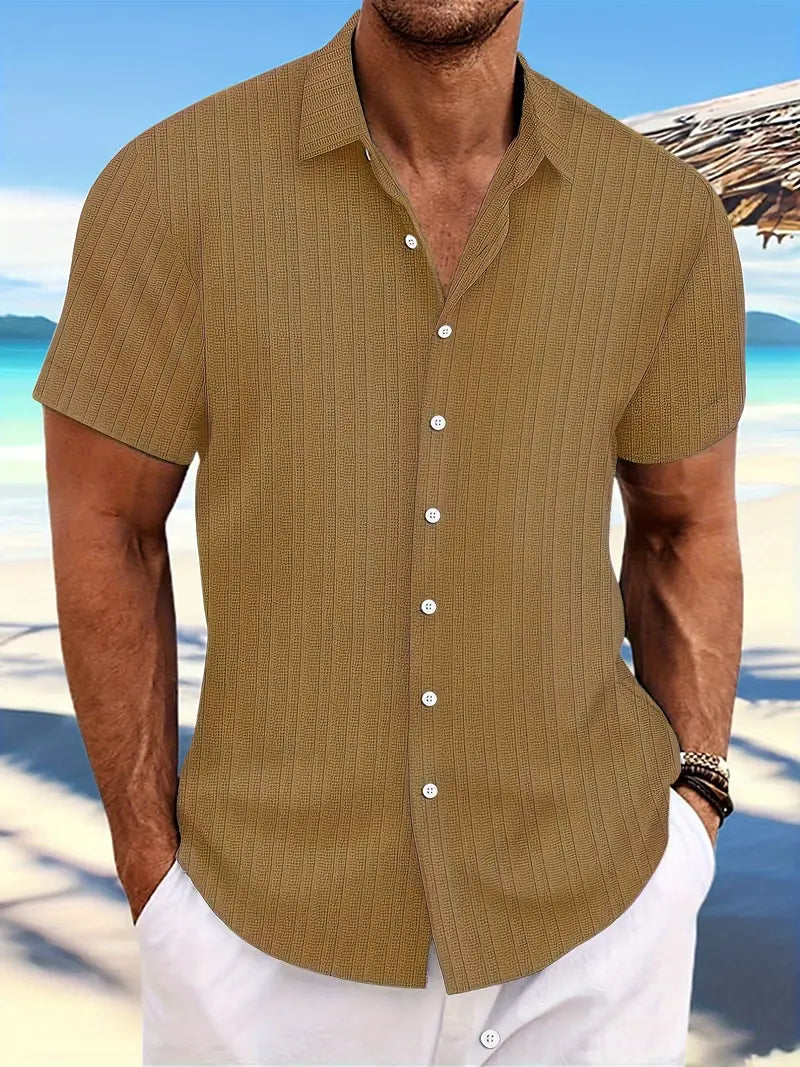 Kimber | Men's Ribbed Pointed Collar Short Sleeve Summer Shirt