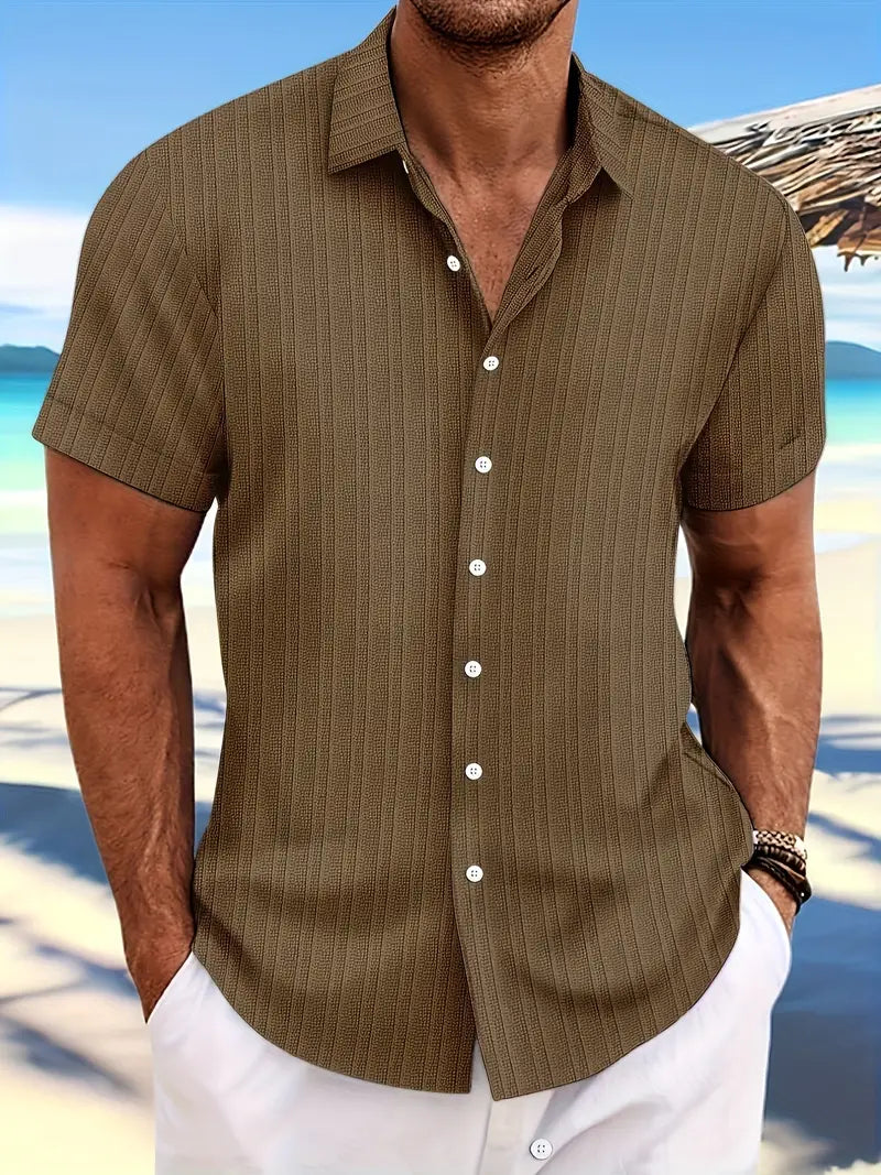 Kimber | Men's Ribbed Pointed Collar Short Sleeve Summer Shirt