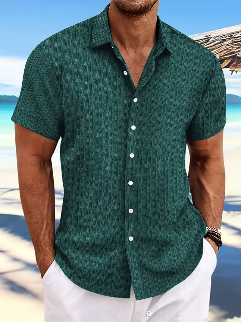 Kimber | Men's Ribbed Pointed Collar Short Sleeve Summer Shirt