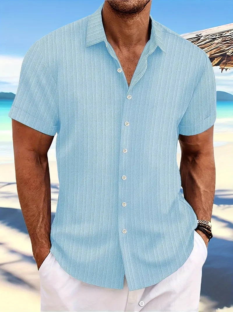 Kimber | Men's Ribbed Pointed Collar Short Sleeve Summer Shirt