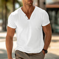 Kingsley | Men's Summer Button Front V-Neck Slim Fit T Shirt