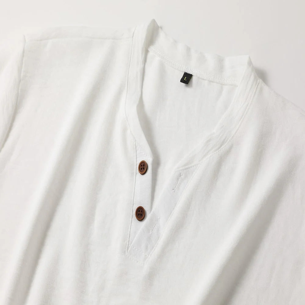 Kingsley | Men's Summer Button Front V-Neck Slim Fit T Shirt