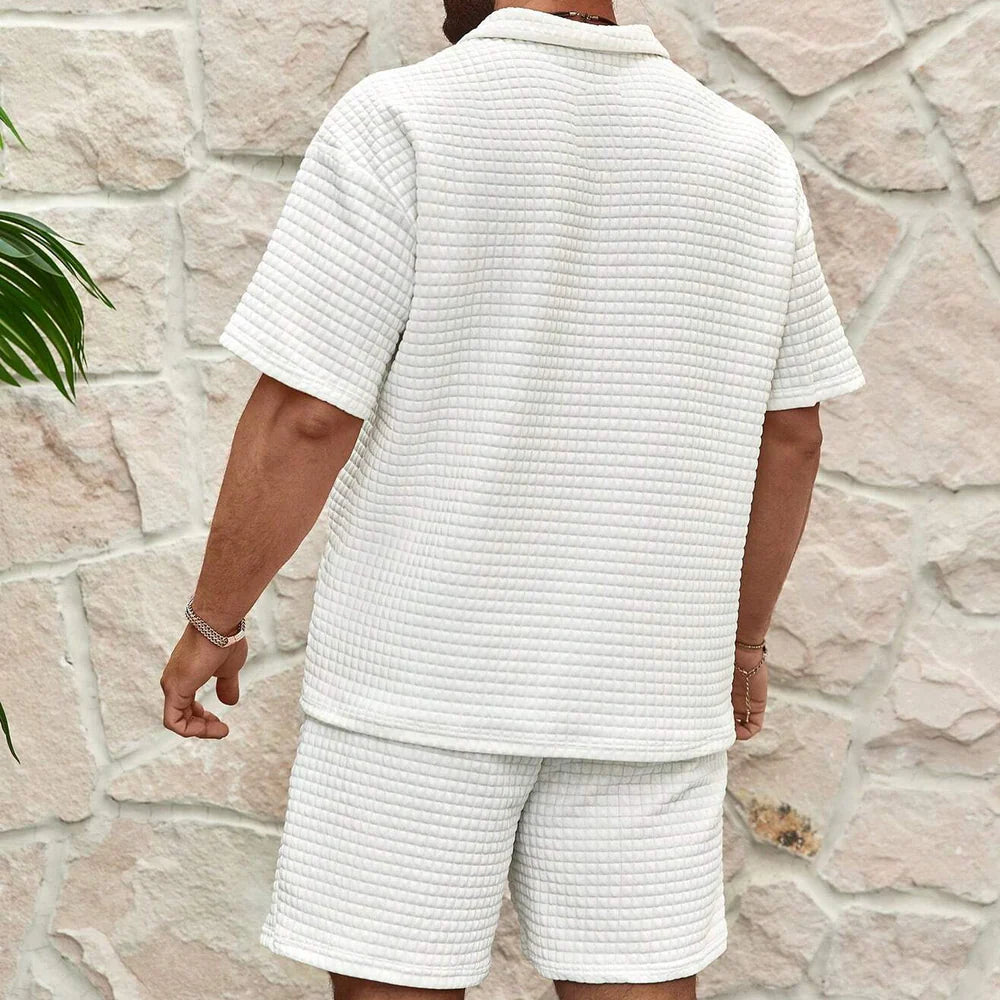 Kingston | Men's Textured Short Sleeve Zip Front Two Piece Matching Set